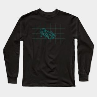 GRID DRAWING of a scorpion in blue Long Sleeve T-Shirt